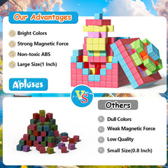 Apluses 1-inch magnetic blocks with rounded edges offer safe handling.