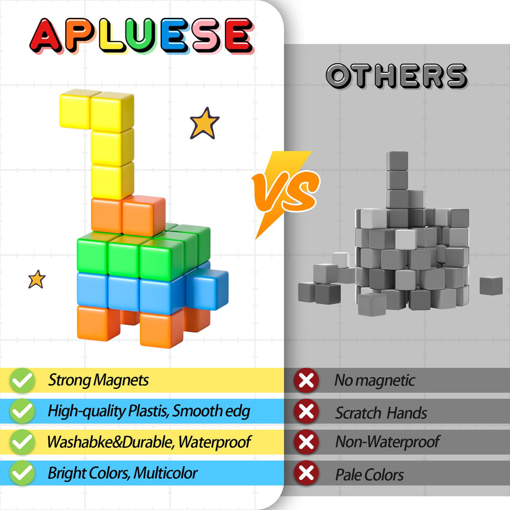Apluses safe-round-edges ABS plastic blocks promote safe play for toddlers.