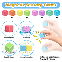 Apluses yellow storage bag keeps blocks organized for easy cleanup after play.