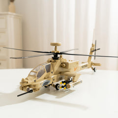 Apostrophe Games AH-64 Apache side view shows authentic detailing for immersive pretend missions.