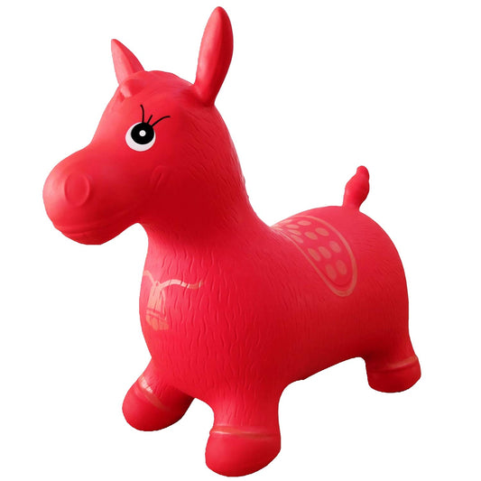 AppleRound horse hopper inflated for indoor play with a stable four-legged base