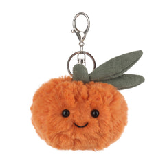 Apricot Lamb orange plush keychain front view, a cute, durable bag accessory for kids.