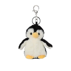 Apricot Lamb penguin keychain in front view adds charm to backpacks.