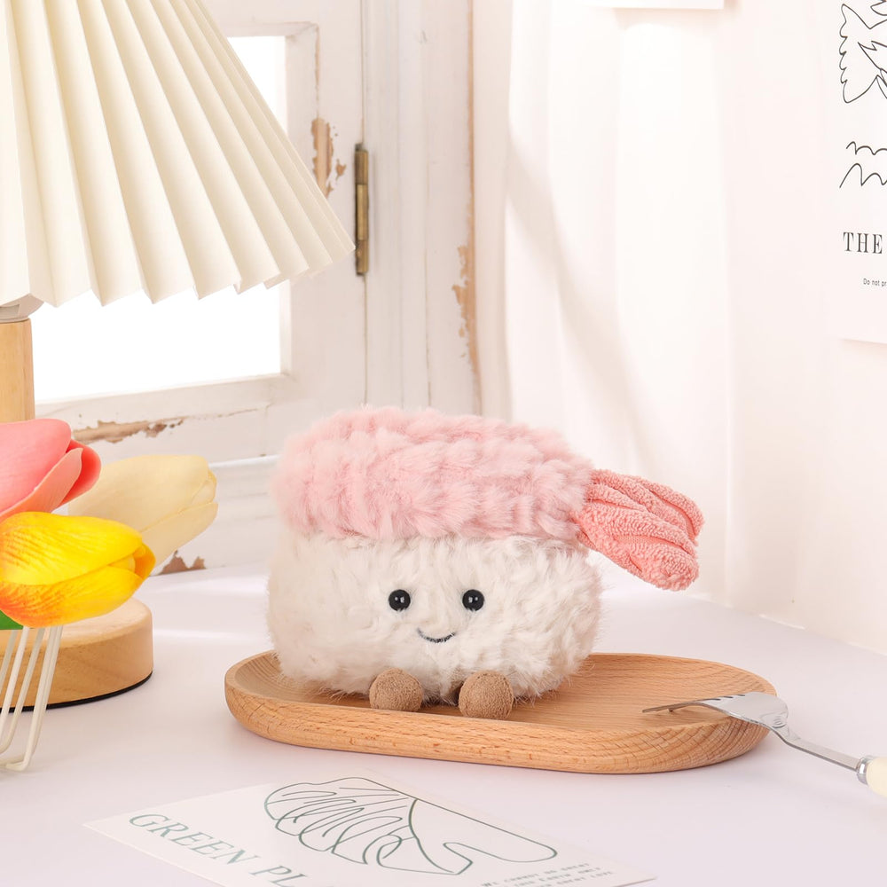 Apricot Lamb sushi plush in a child’s hand, ideal for imaginative play.