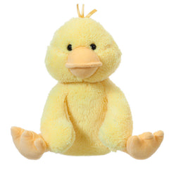 Apricot Lamb velvet duck plush front view, a soft cuddle companion for kids.