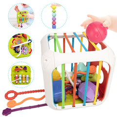 Aprilwolf Montessori 7-in-1 cube for fine motor play and exploration