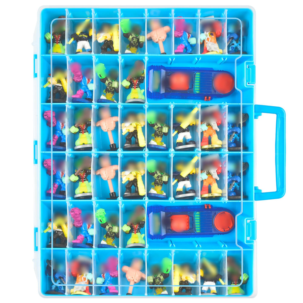 Aptbyte Akedo Case blue exterior view shows durable storage for figures on the go.