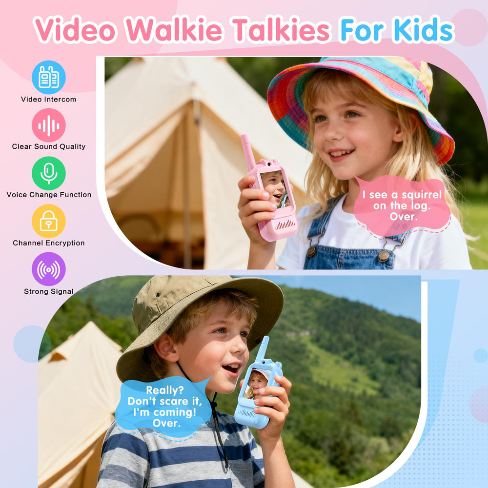 APZYI video walkie talkies kids camera display enabling real-time video chats.
