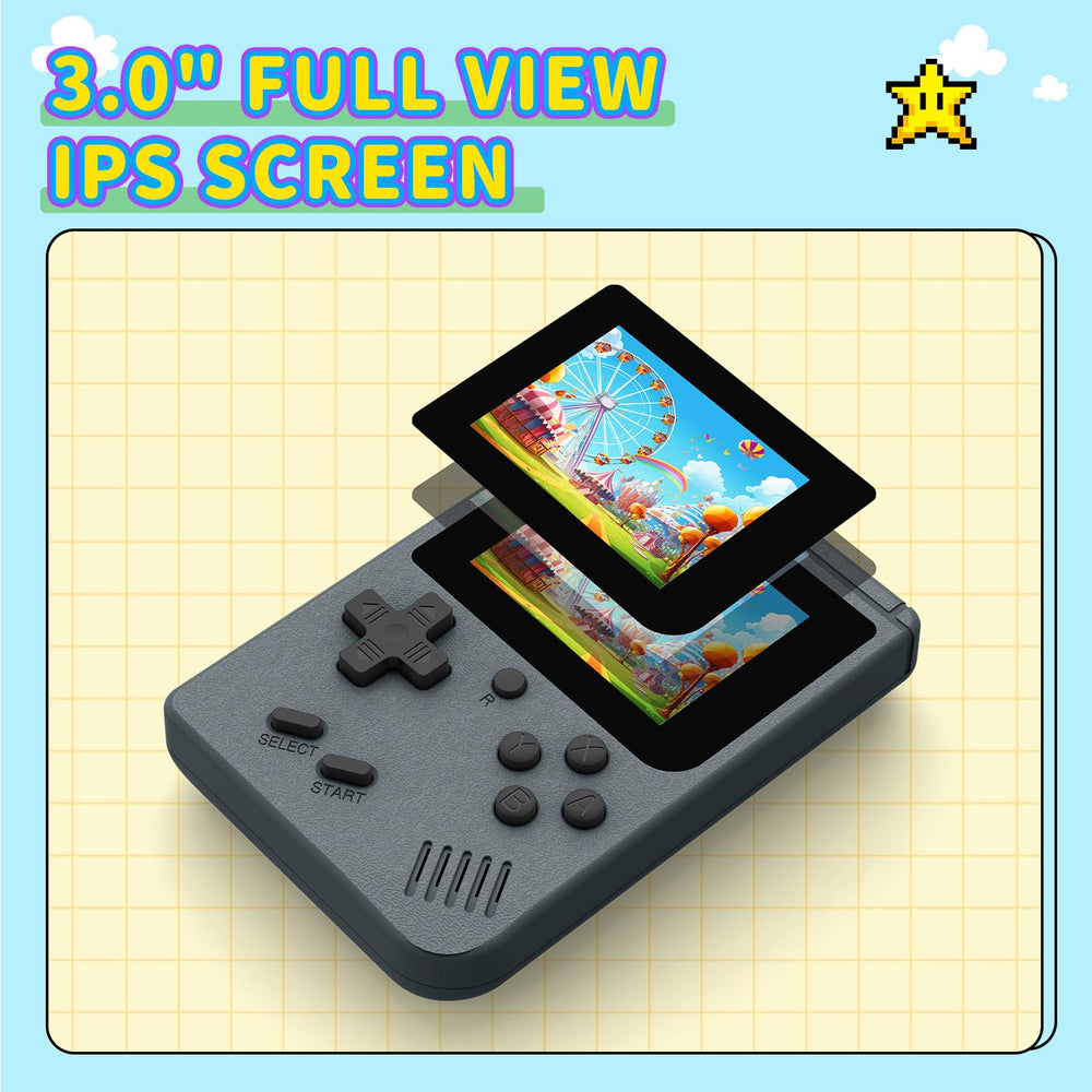 AQHH 3-inch IPS screen close-up showing vivid colors in gray.