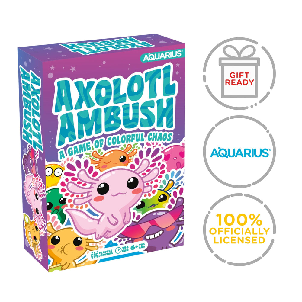 AQUARIUS Axolotl Ambush licensing image confirms official merchandise status.