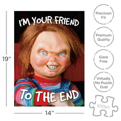 Aquarius Chucky puzzle dimensions 14x19 inches for a satisfying completion.