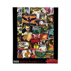 AQUIARIUS Hammer puzzle box art featuring classic horror posters for display and collection