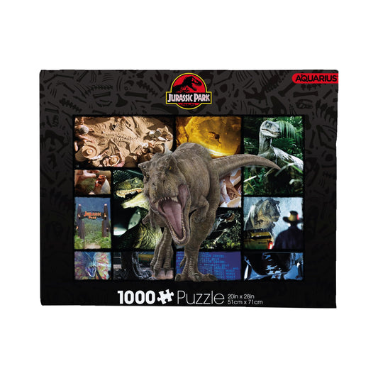 AQUARIUS Jurassic World collage puzzle 1000-piece image for family puzzle night
