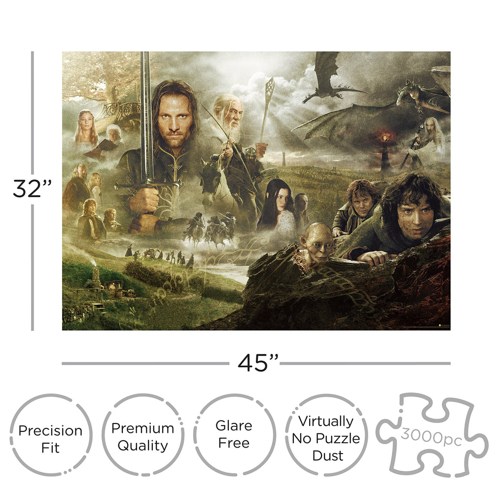 AQUARIUS Lord of the Rings puzzle pieces close-up, premium thick stock shown.