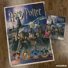 AQUARIUS precision-cut puzzle pieces ensure a snug fit for Hogwarts Castle imagery.
