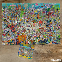 AQUARIUS SpongeBob puzzle glare-free paper—reduces reflections for longer puzzling sessions.