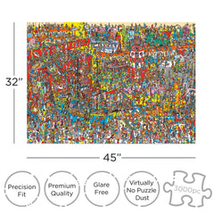 AQUARIUS Waldo puzzle assembly scene highlights complex edges for a satisfying challenge.