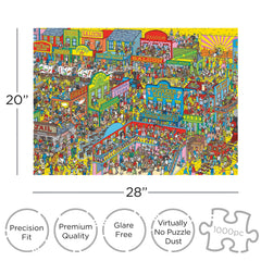 Aquarius Where's Waldo Wild West puzzle piece close-up, precise cuts for a clean fit