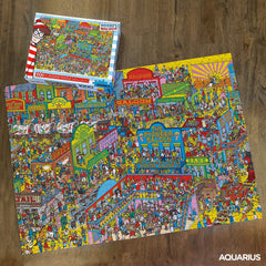 Aquarius Where's Waldo Wild West puzzle on table, ideal for family game night