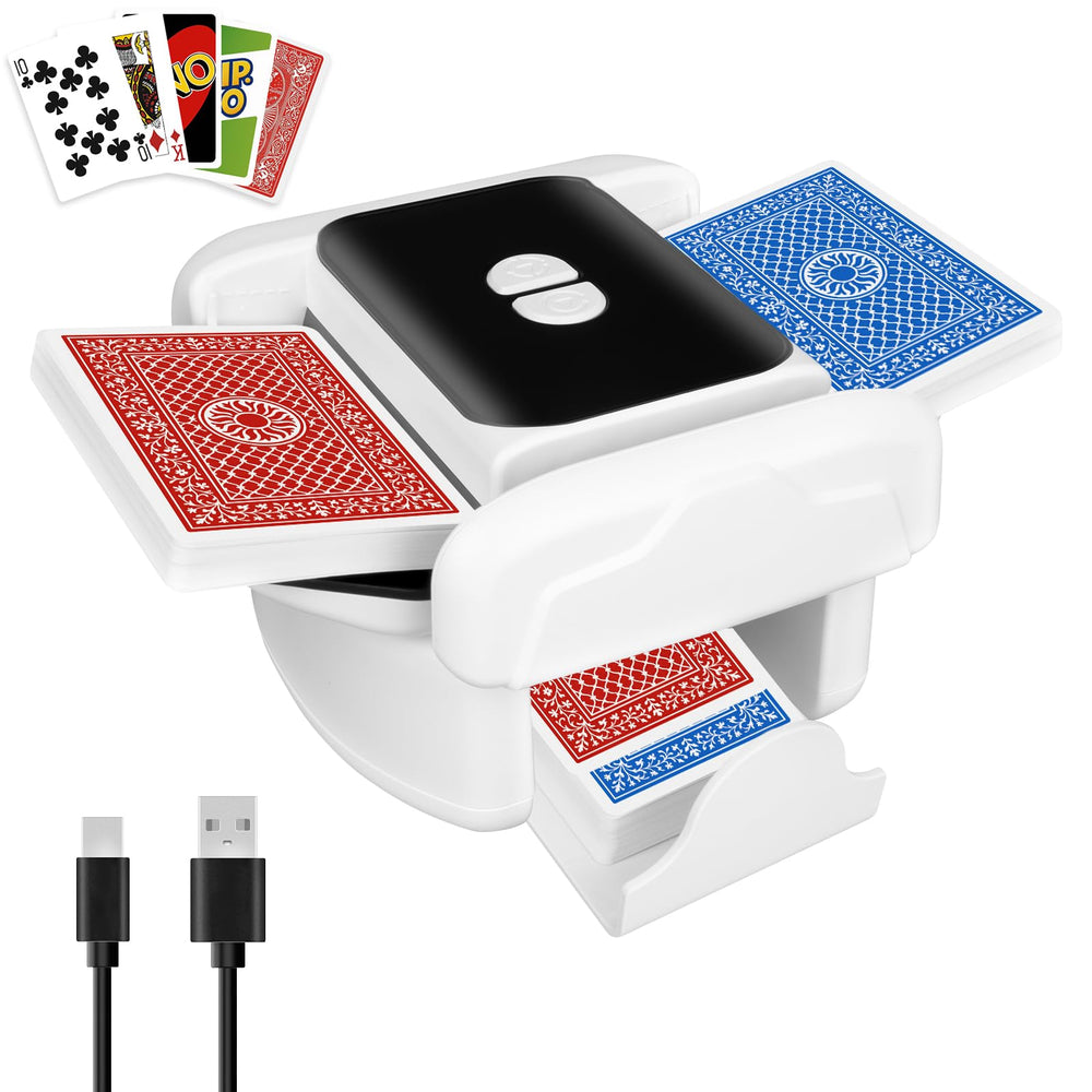 Aquota Card Shuffler top view shows compact, quiet design for game night