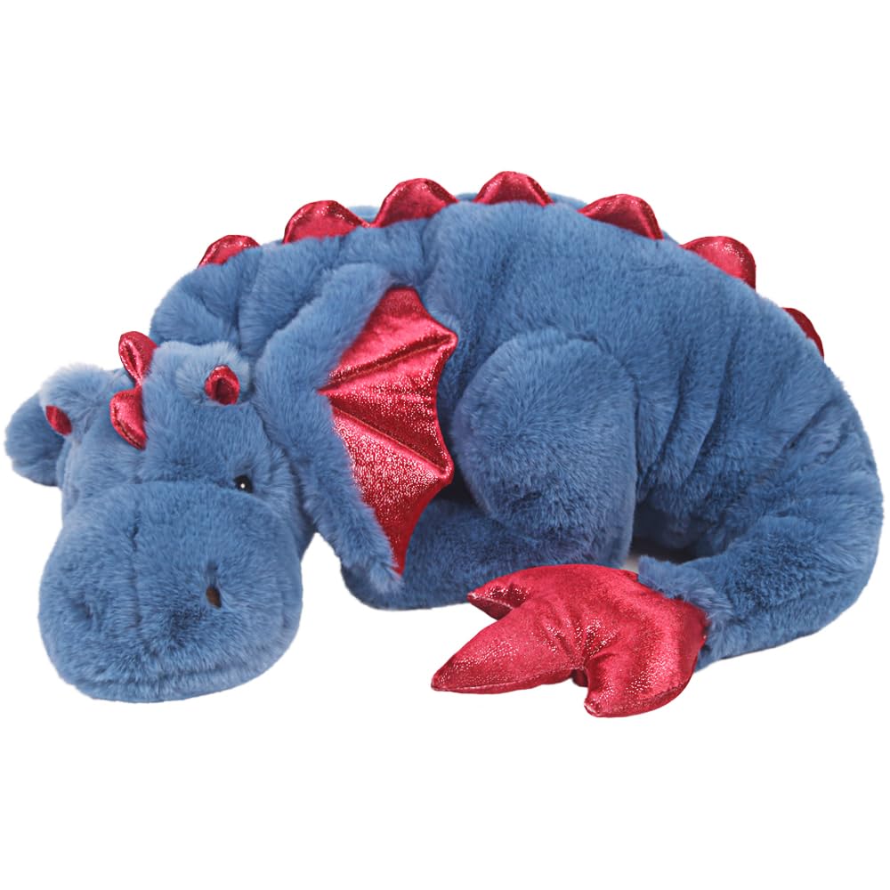 ARELUX dragon plush 36in blue with wings, soft cuddle companion.