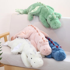 ARELUX giant blue dragon plush on couch for family lounging