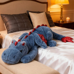 ARELUX giant blue dragon plush full shot for cuddles and room presence