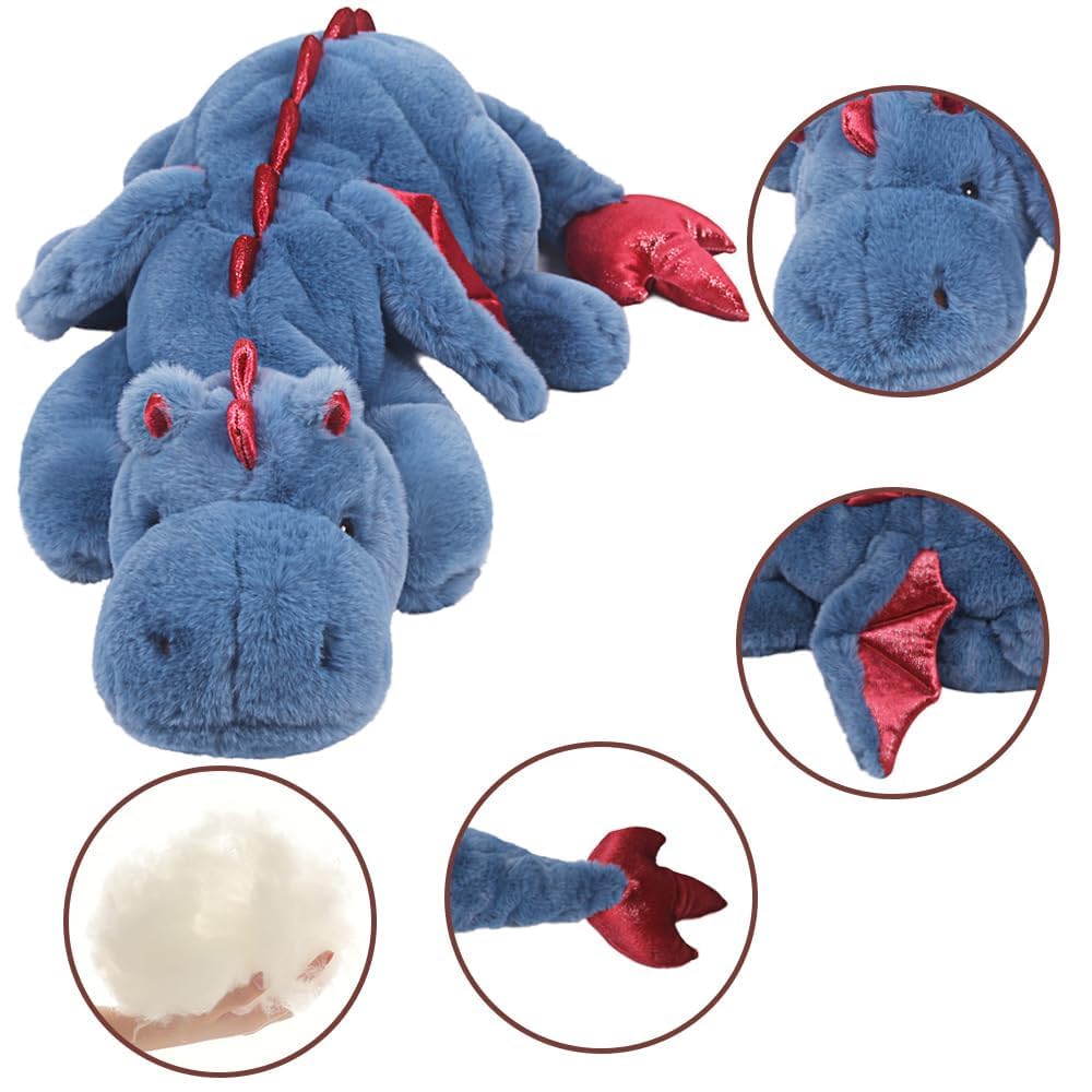 ARELUX giant blue dragon plush gift-ready packaging example