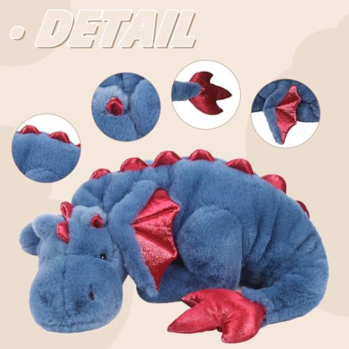 ARELUX giant blue dragon plush soft fabric close-up texture