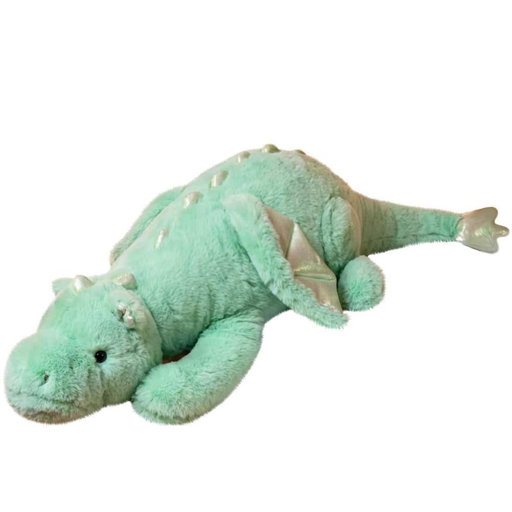 ARELUX green dragon plush suitable as a couch pillow or dorm cushion.