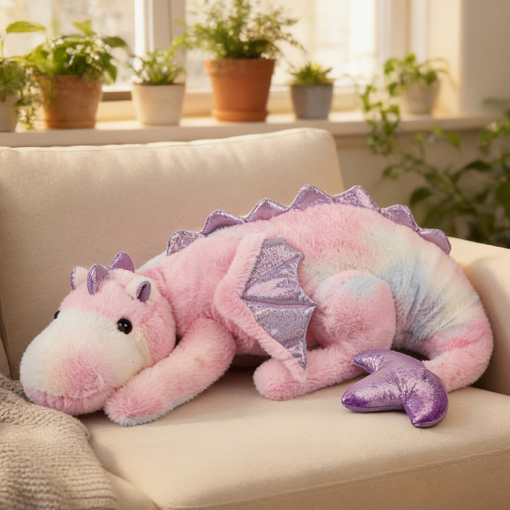ARELUX large 36in pink dragon plush full body for cozy hugs
