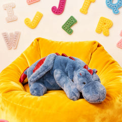 ARELUX blue pterosaur plush with wings for cozy desk or bed decor.
