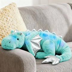 ARELUX Teal dragon plush doubles as a versatile sleep pillow for relaxation.