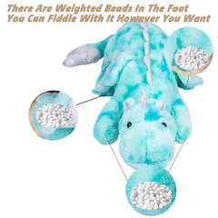 ARELUX Teal dragon plush fabric feels soft and durable for frequent hugs.