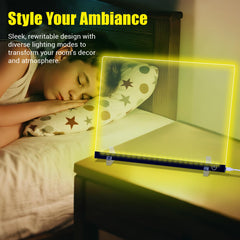 Argo Well LED drawing board in home office setup for reminders and mood lighting