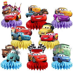 ARHAVI cars table centerpiece 2-sided for vibrant birthday decor and photo opportunities.