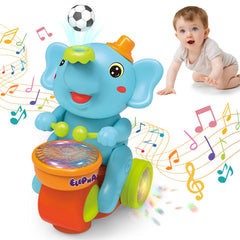 ARHEQI baby elephant toy front view with lights and sounds promoting sensory play.