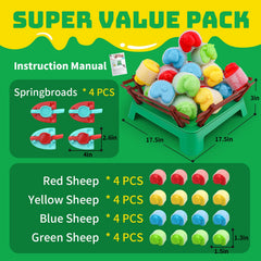 ARHEQI sheep in four bright colors ready for color matching fun.