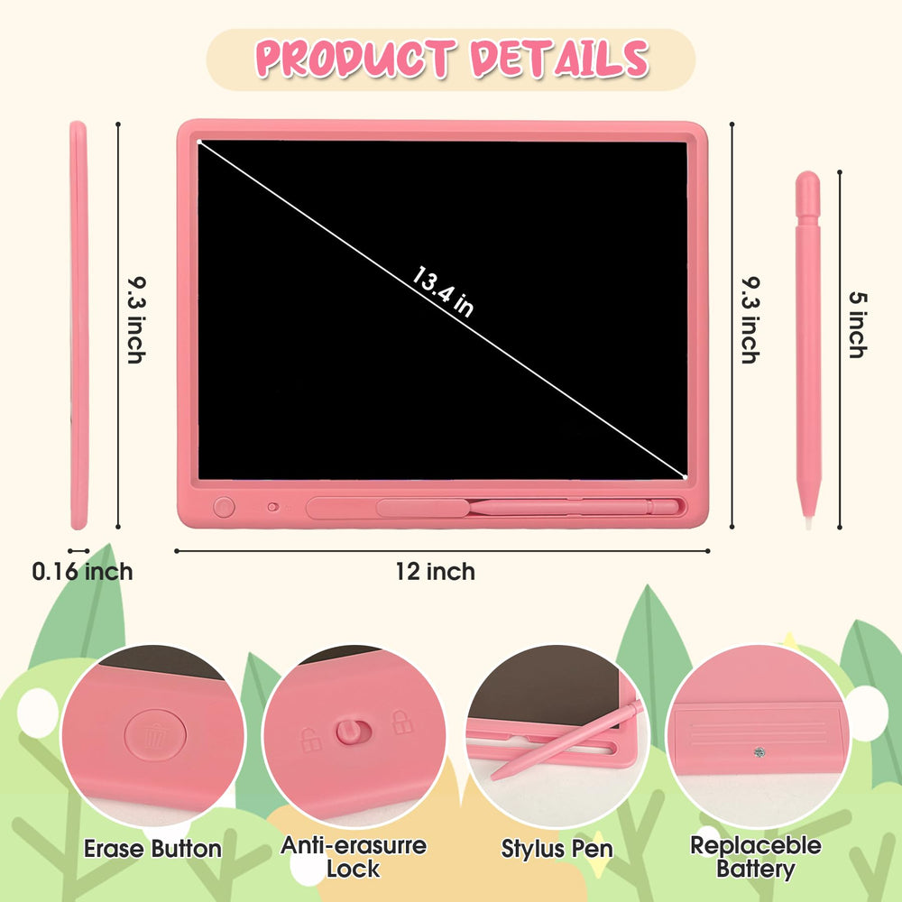 Kids drawing on pink tablet shows easy grip and safe, non-toxic materials.