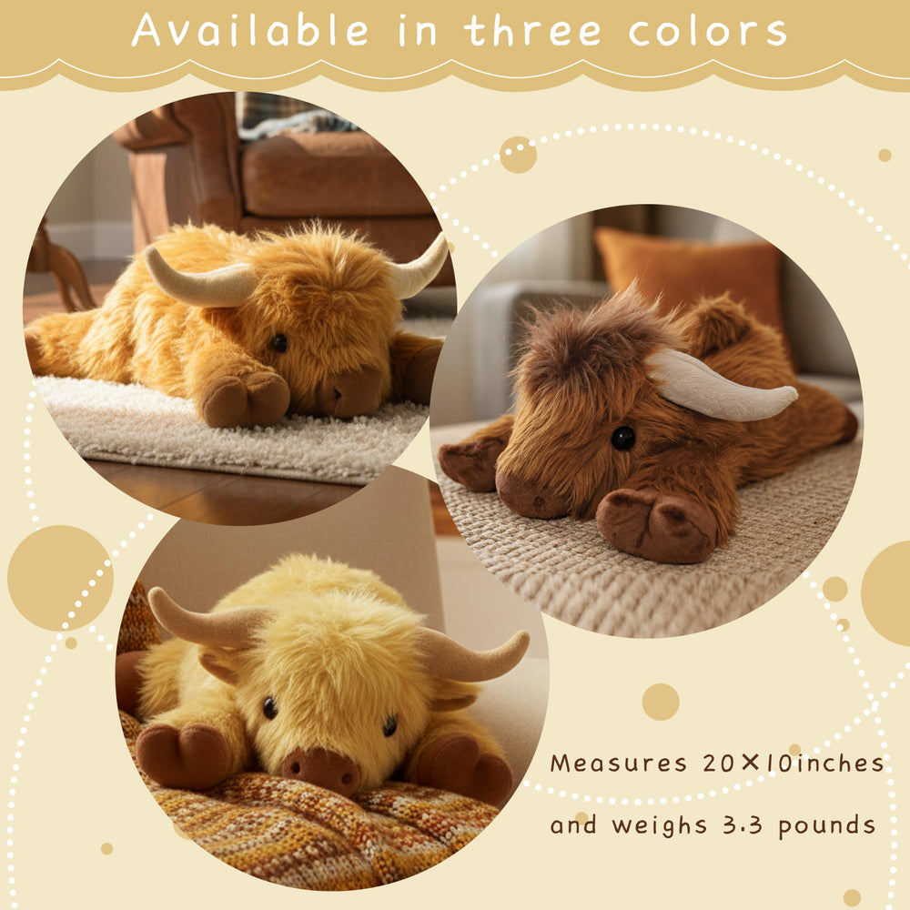 ARING PLUSH Highland Cow plush with removable heating pad for warmth