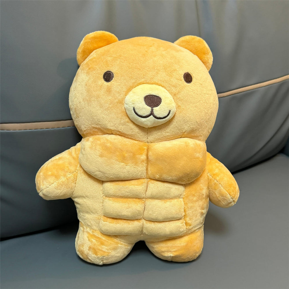 Arkdorz Muscle Teddy Bear soft plush fabric close-up, silky to touch.