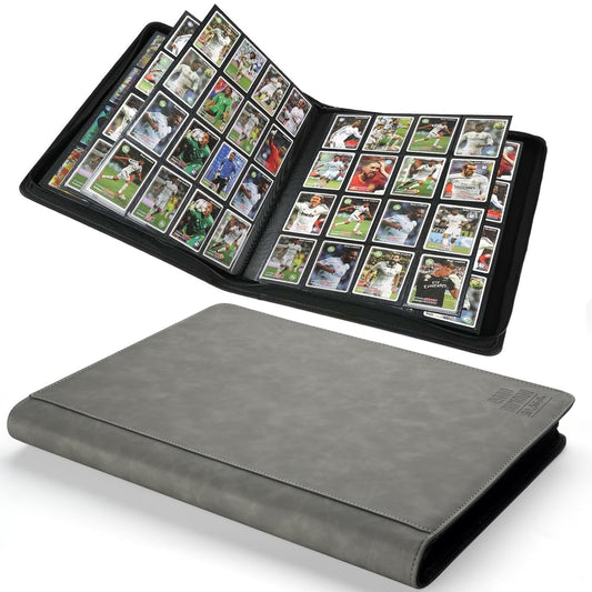 Arkeiliy Premium Ringless Binder gray cover, durable exterior for large card collections.