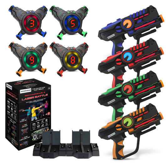 ArmoGear laser tag guns four-pack ready for competitive backyard or indoor play.