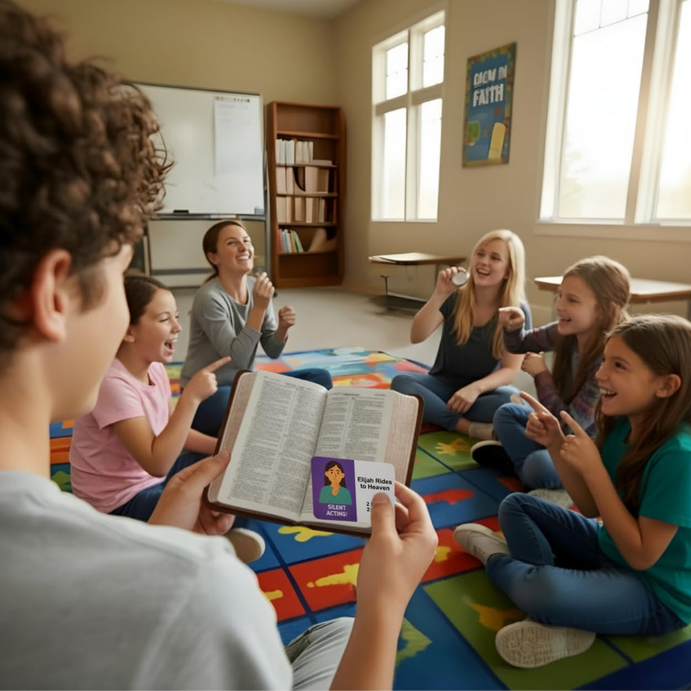 Word plus Action category blends clues with movement for Bible stories