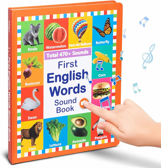 Arnbz My First English Words Sound Book cover shows durable, kid-friendly learning at a glance.