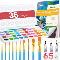 AROIC watercolor set with 36 colors palette for vibrant artwork.