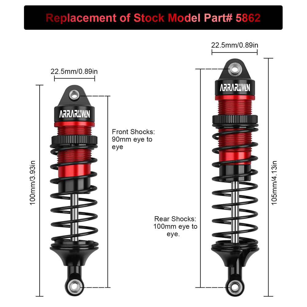ARRAROWN pre-oiled shock unit reduces leaks for reliable RC performance.