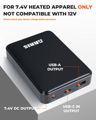 ARRIS 7.4V 7500mAh battery side profile delivering stable power for heated gear