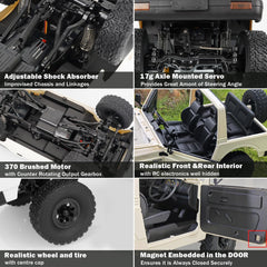 ARRIS WPL C74-1 Jimny durable metal chassis supports rugged terrain adventures.