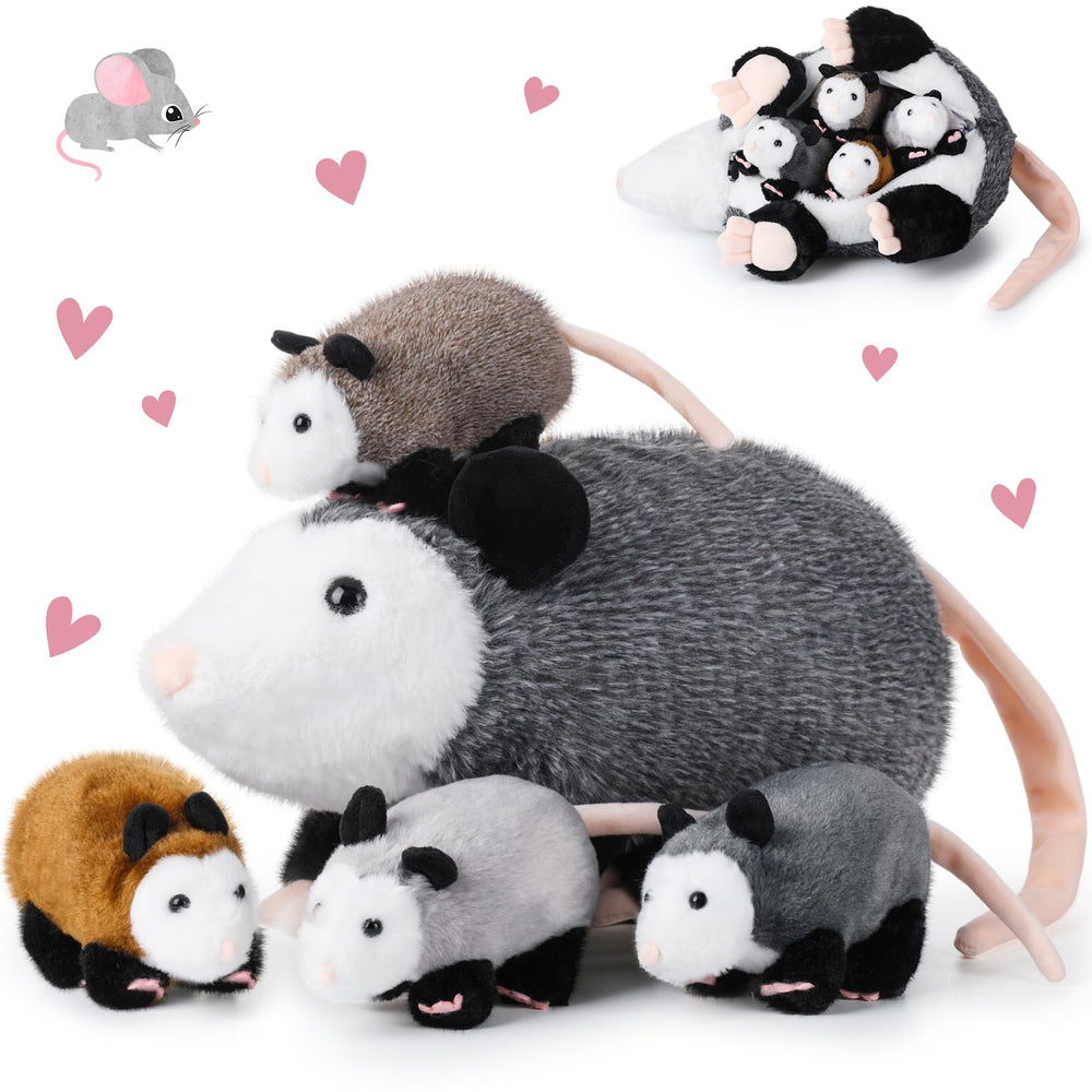 Arrowbash mother opossum plush, large cuddle buddy for storytelling and bedtime.